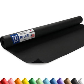 Paclord Black Construction Paper Roll shown unrolled, ideal for large bulletin boards.