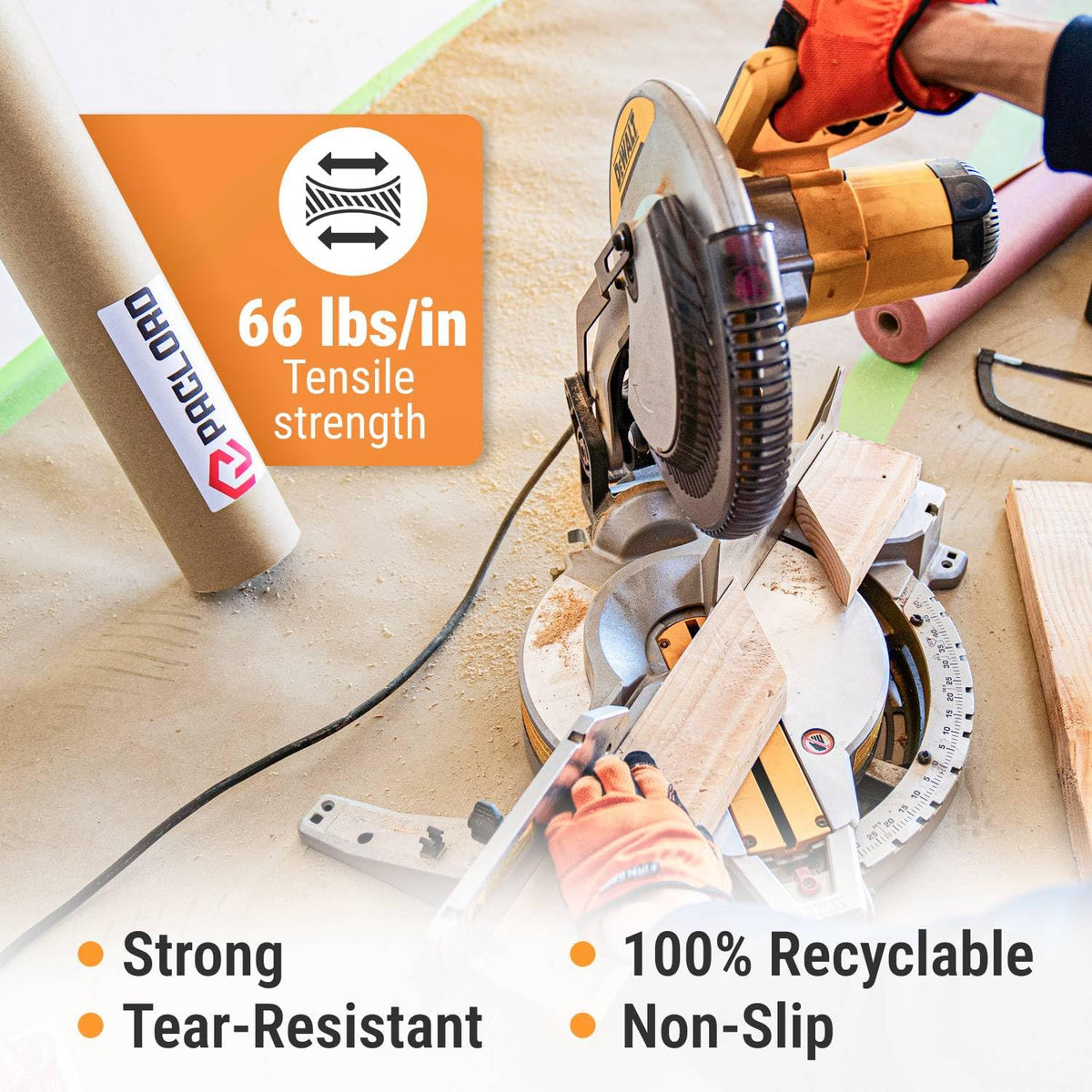 Paclord long 166 ft roll covers large renovation areas efficiently and quickly.