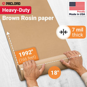 Paclord rosin paper, USA-made, heavy-duty roll protects hardwood floors from drips.