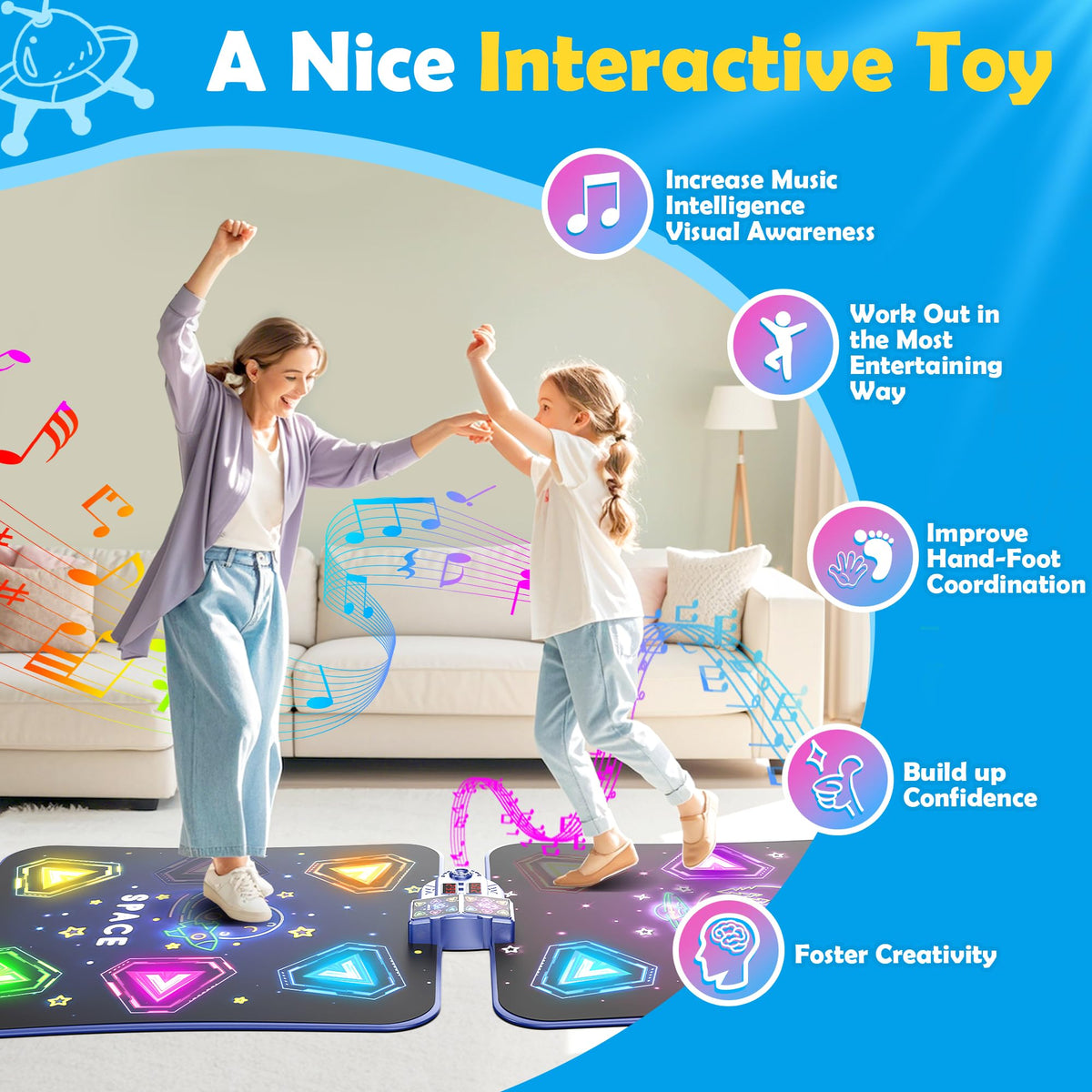 Pafolo Dance Mats easy-clean PVC surface for quick spills.