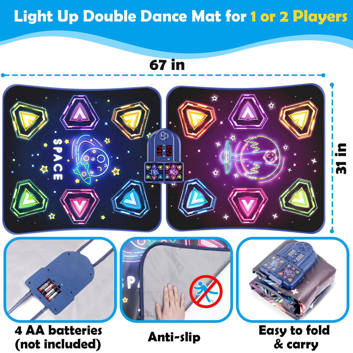 Pafolo Dance Mats textured anti-slip base keeps mats in place.