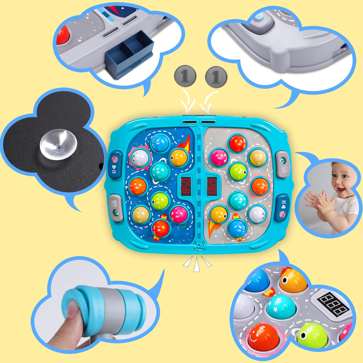 Pafolo Whack Game Mole colorful LEDs spark curiosity and focus.