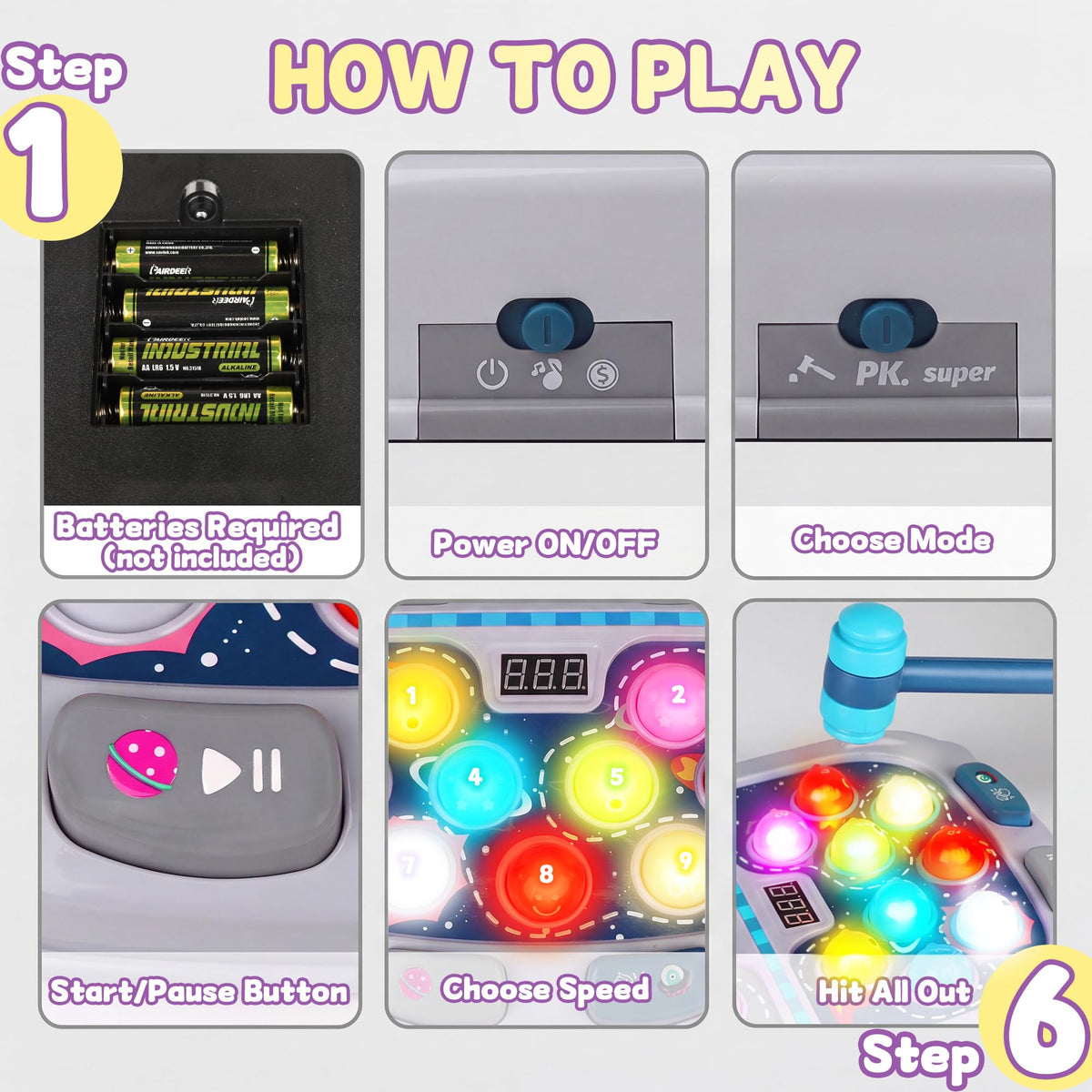 Pafolo Whack Game Mole set up for two players encourages social play and teamwork.