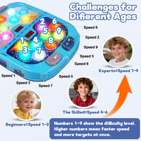Pafolo Whack Game Mole two-player mode promotes cooperative play and teamwork.