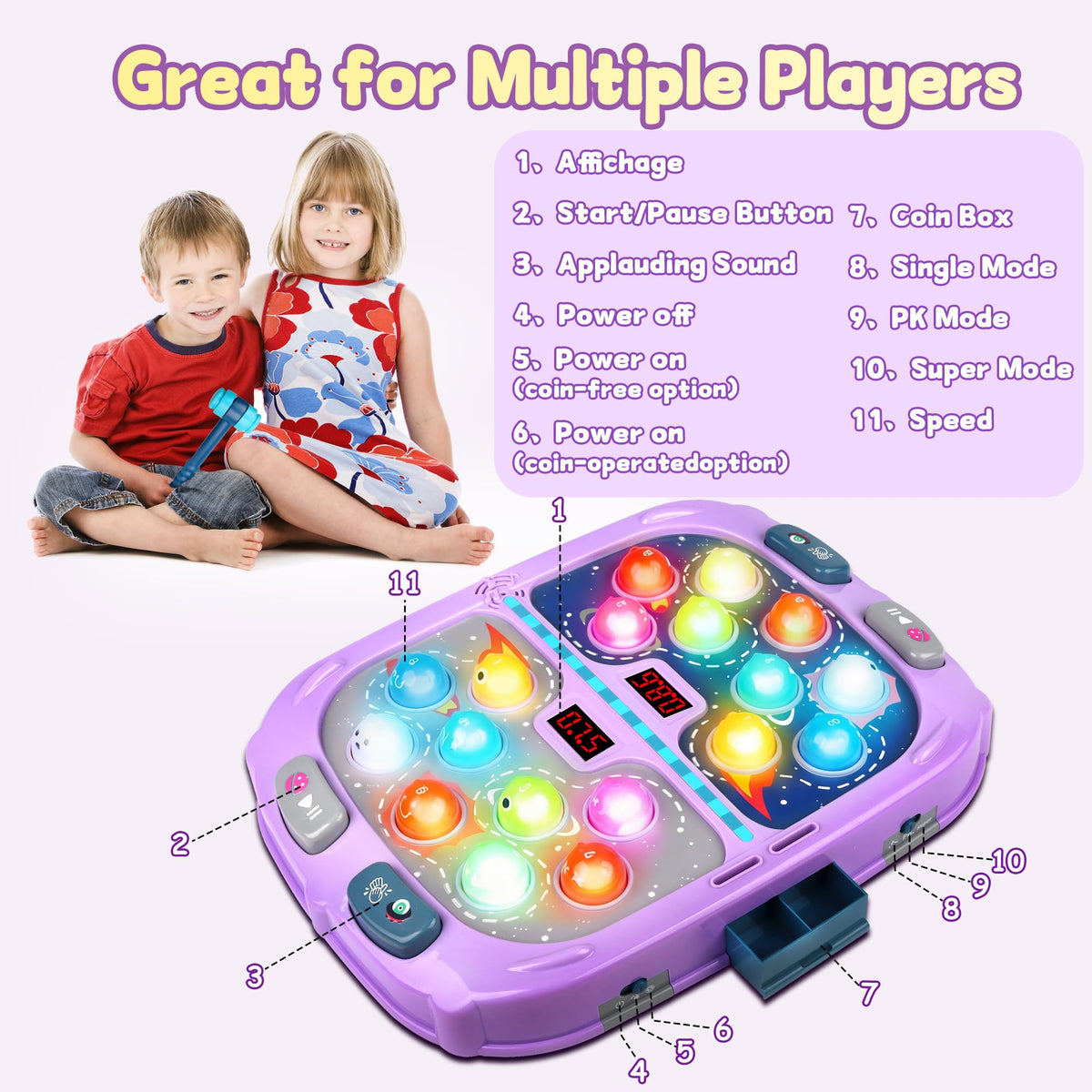Intuitive mode controls for quick setup and varied play.