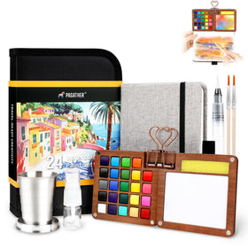 Pagather 24-color mini watercolor palette for travel painting on the go