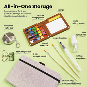 Pagather compact travel bag with secure elastic straps for art supplies
