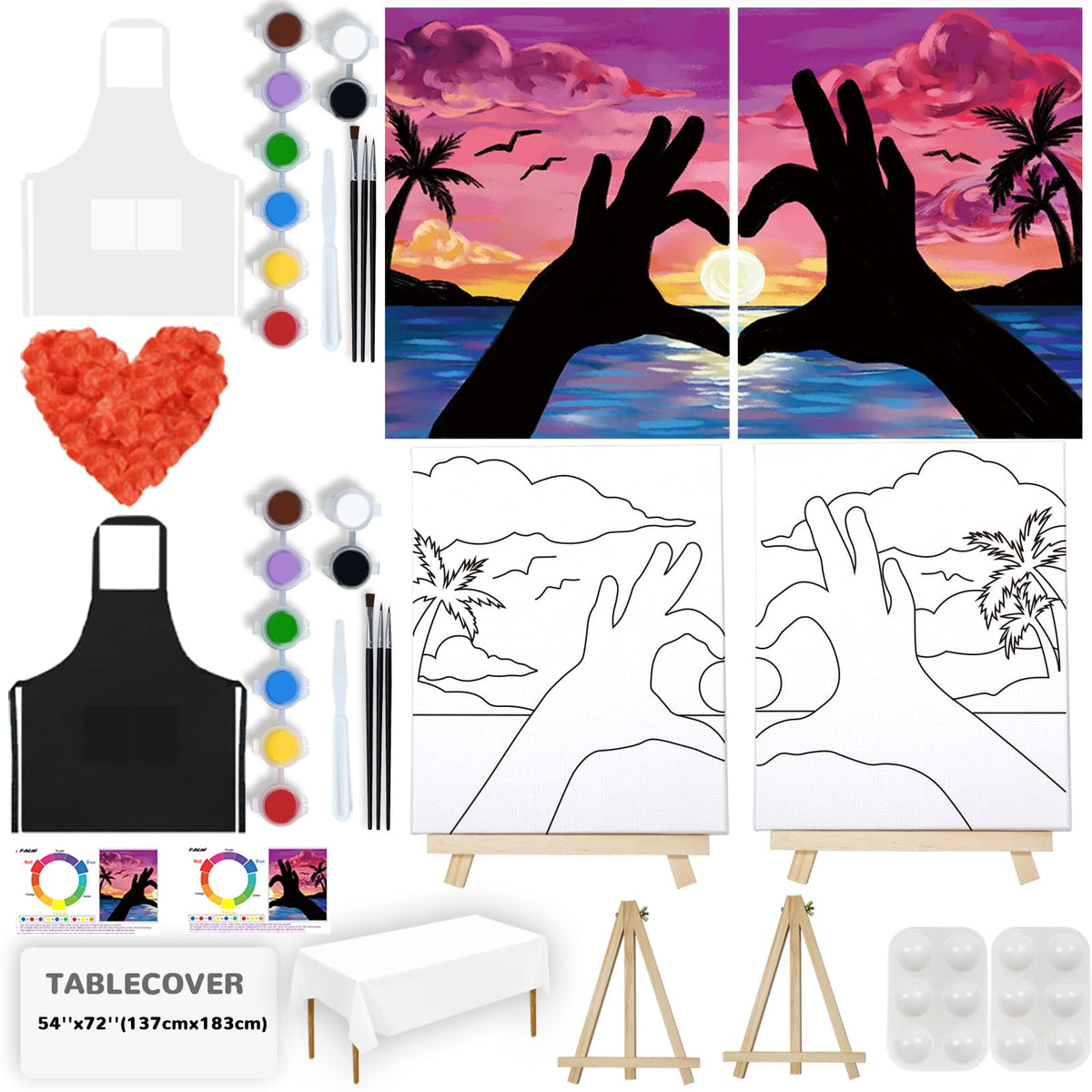 PAILIM sip and paint kit with an 8x10 canvas for cozy date night art.