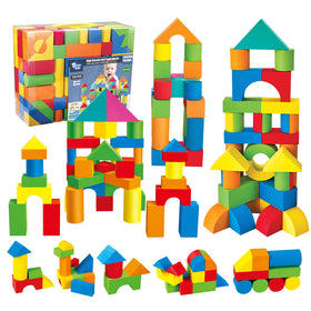 Pairez Toys 138-piece foam blocks set in bright colors for creative building play