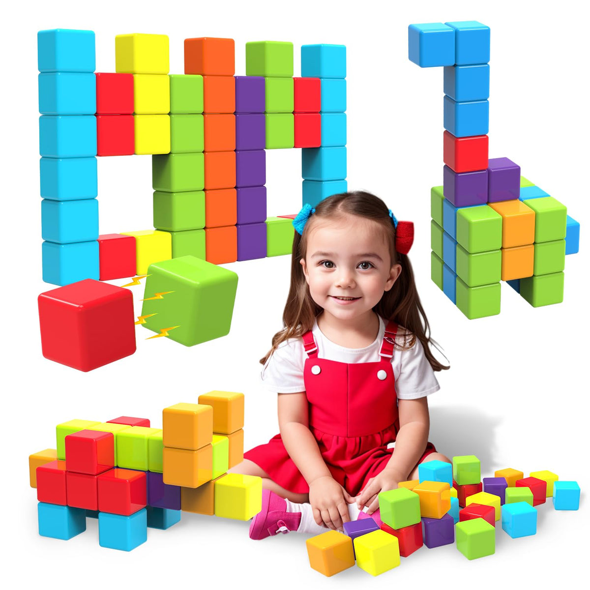 Pairez Toys magnetic building blocks with 1.65-inch cubes for safe toddler play