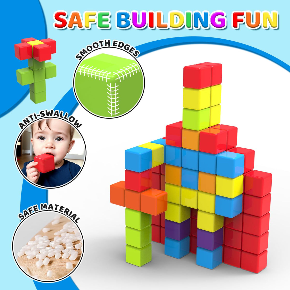 Pairez Toys blocks with rainbow colors for creative stacking