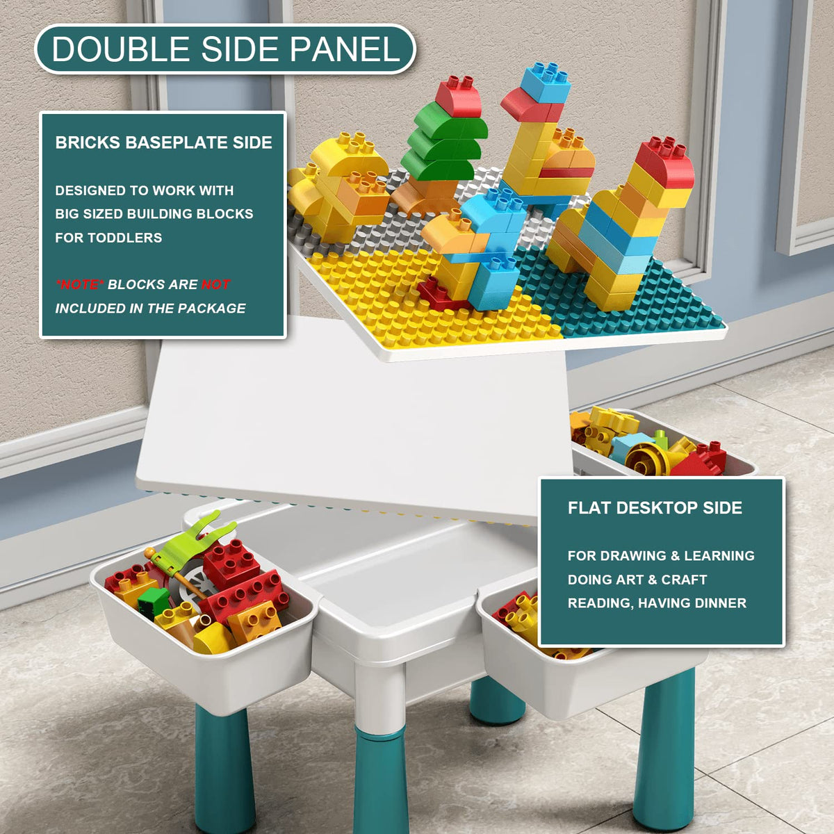 Pairez Toys small activity table building blocks on compact surface