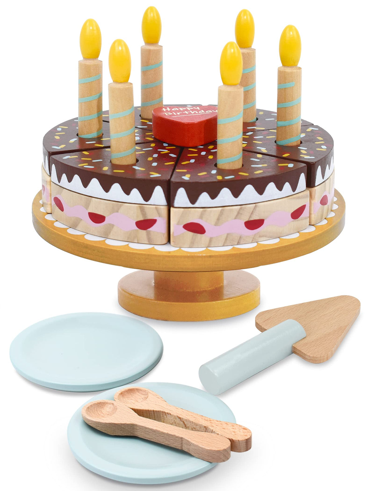 PairPear Birthday Party Cake Playset shown assembled for pretend party fun.
