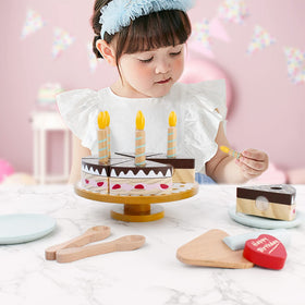 PairPear cake slices set for sharing during imaginative party play.