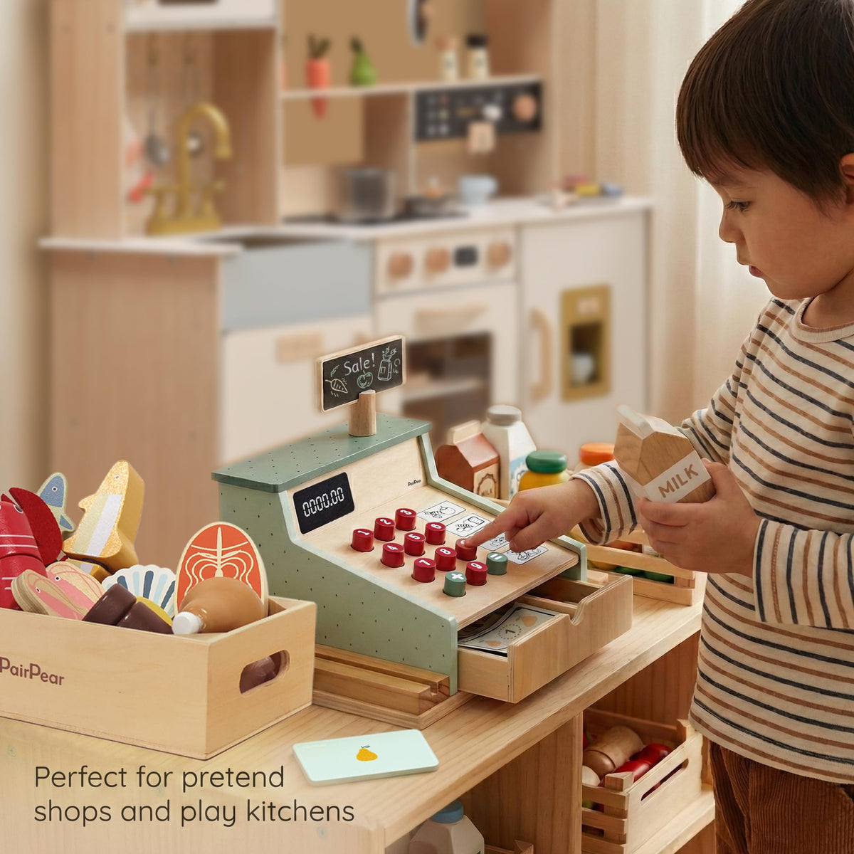 PairPear toddler cashier playset invites storefront role play