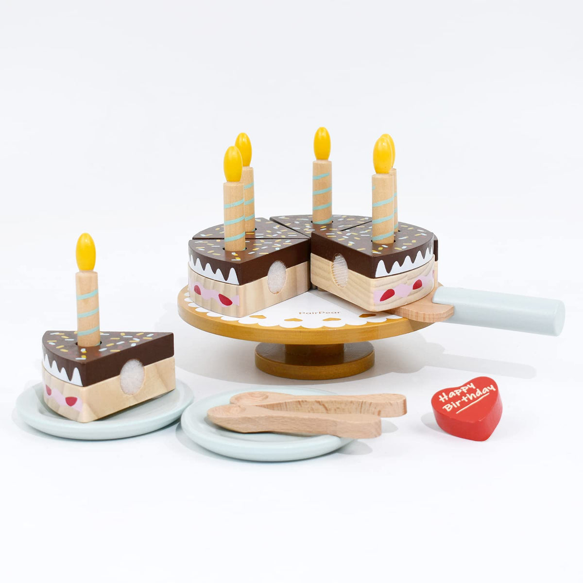 PairPear triangle serving knife used for safe pretend cake slicing.