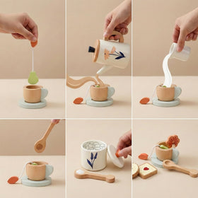 PairPear wooden tea set tea bags with string for realistic role-play