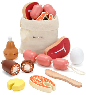 PairPear wooden meat cutting set for kids promotes imaginative play and motor skills