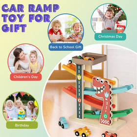 Paisure puzzle-integrated ramp encourages solving while cars race down.