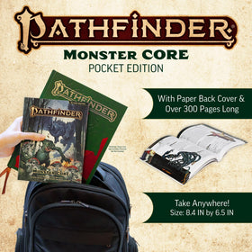 Paizo Pathfinder Monster Core Pocket Edition spine visible for easy transport