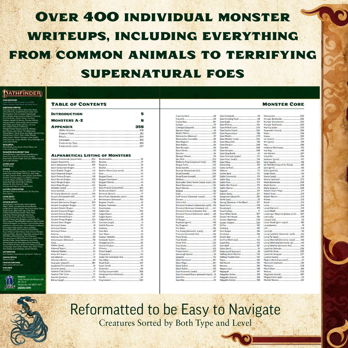 Paizo Pathfinder Monster Core Pocket Edition stat blocks designed for quick encounters
