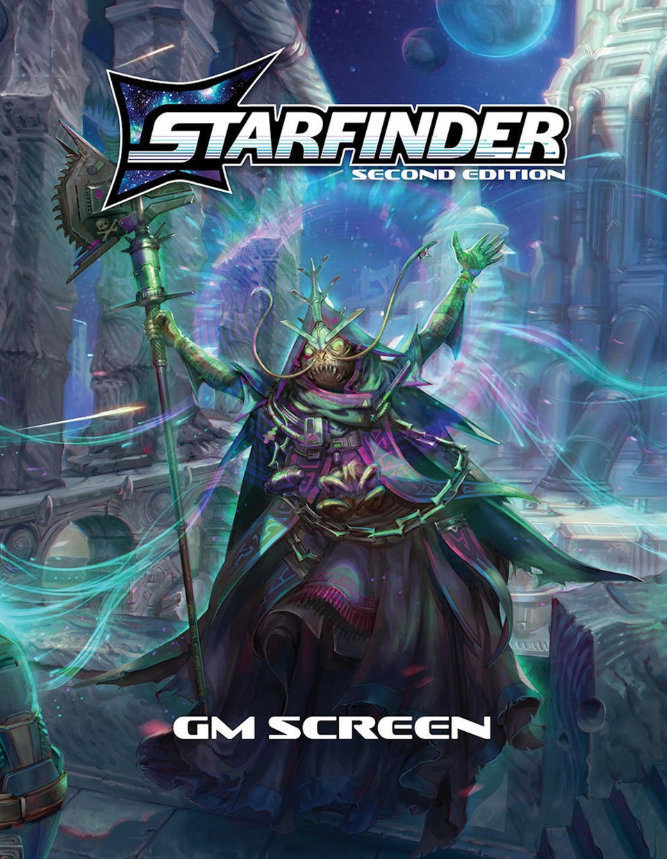 Paizo Starfinder GM Screen featuring Ben Wootten battle scene for immersive tabletop play