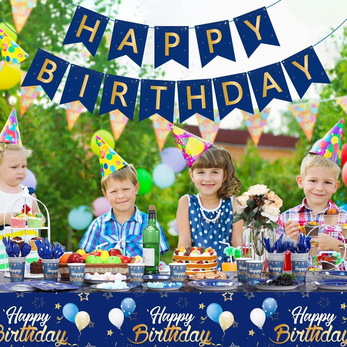 Pajean Blue napkins coordinate with the theme and absorb spills.