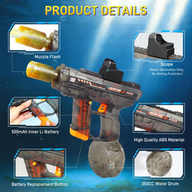 Pakimio automatic firing water blaster ideal for quick, hands-free skirmishes.