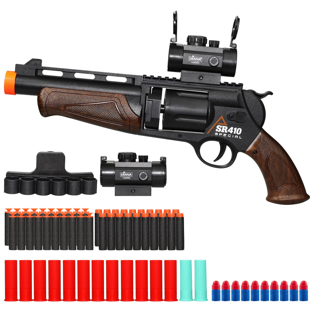 Pakimio large revolver toy gun with scope for precise outdoor target practice