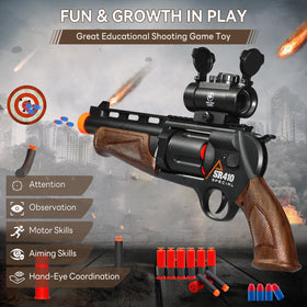 Pakimio revolver demonstrates realistic cocking and trigger action for immersive play