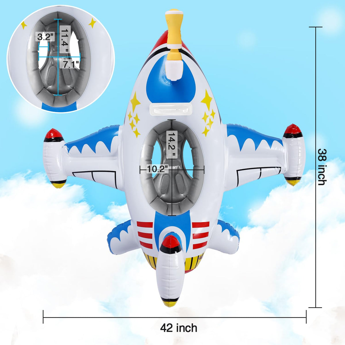 Pakoo baby airplane float at the beach or pool for versatile fun