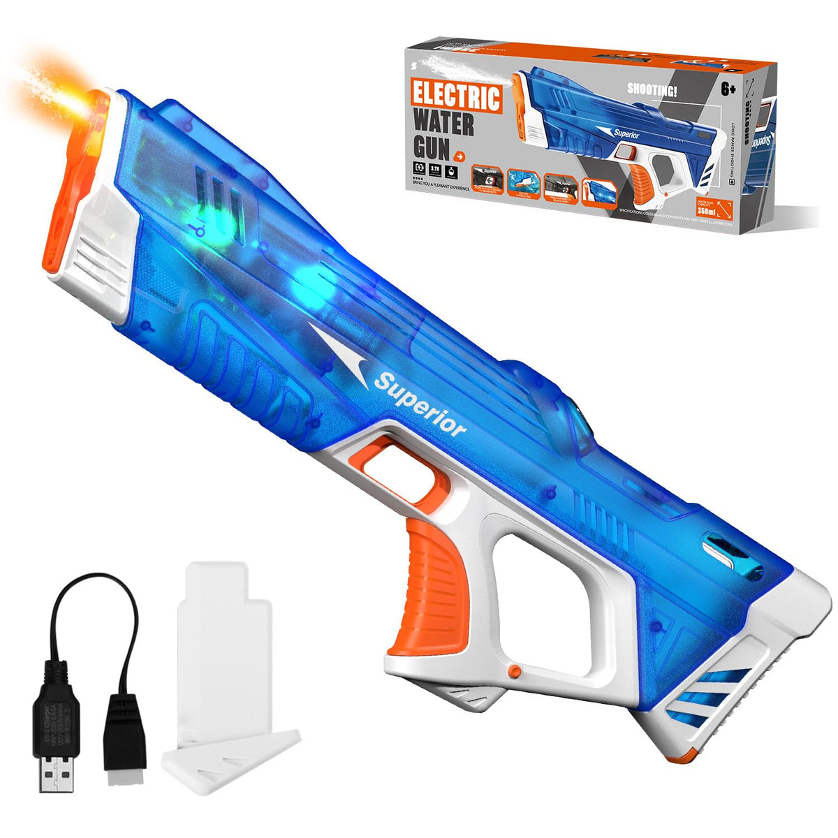 Pakoo electric water gun front view highlighting compact, high-capacity design for backyard battles.