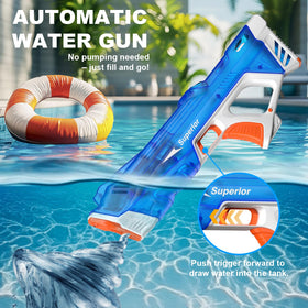 Pakoo electric water gun side view shows ergonomic grip for comfortable play.