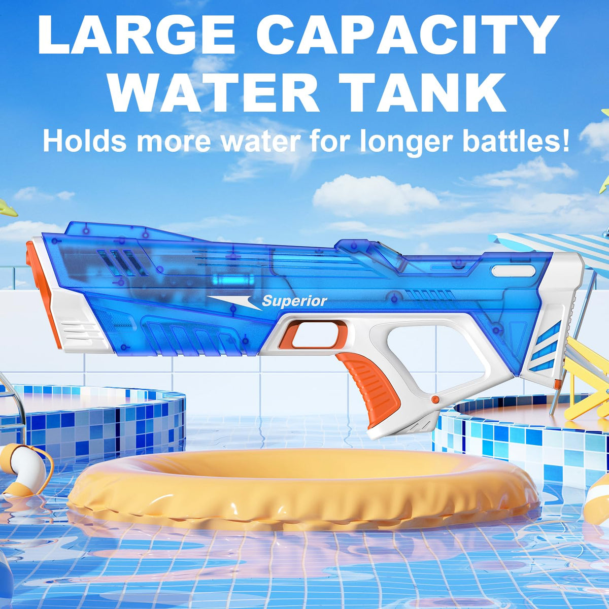 Pakoo 360ml reservoir enables longer action before refilling.