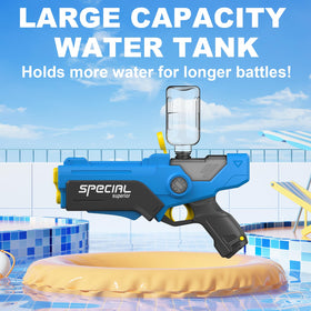 Pakoo water gun with LED lights enhances night pool play.