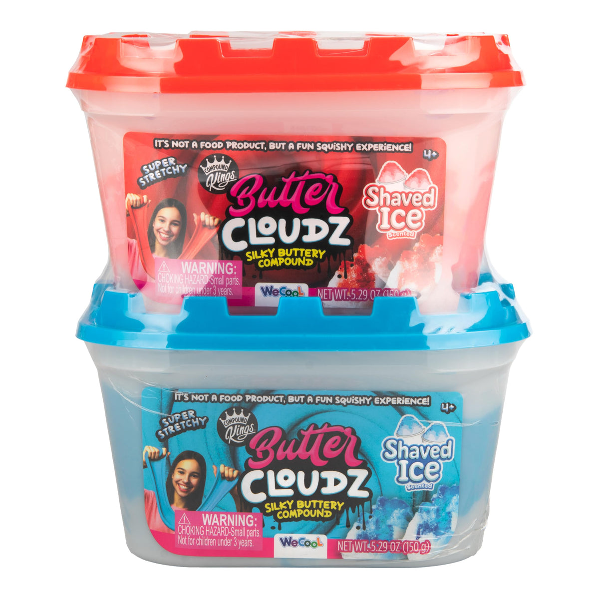 Paladone Butter Cloudz 2-pack red cherry tub, soft and stretchy for creative play.