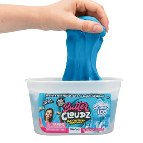 Paladone Butter Cloudz texture close-up, ultra-soft slime ideal for stretching and poking.