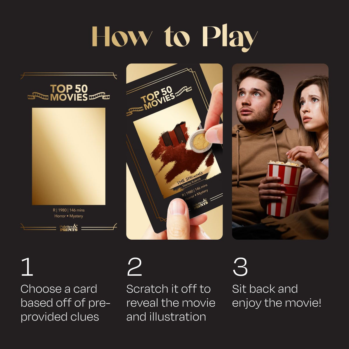 Palettes and Prints hand-drawn illustrations on each card enhance the viewing experience.