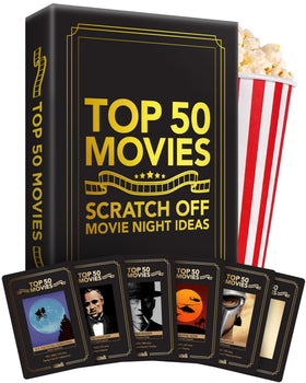 Palettes and Prints premium movie night scratch off card set highlights cinematic classics for spontaneous date nights.