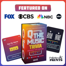Palettes and Prints Q The Music lyrics cards with iconic questions.