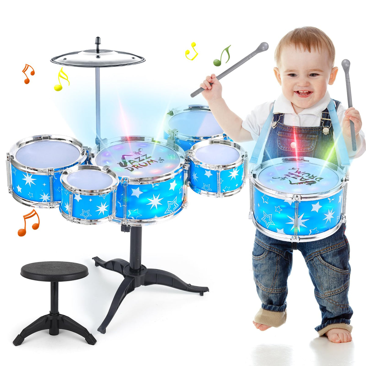 PaLeyFer Kids Drum Set with LED light sparks bright, interactive playtime for toddlers.