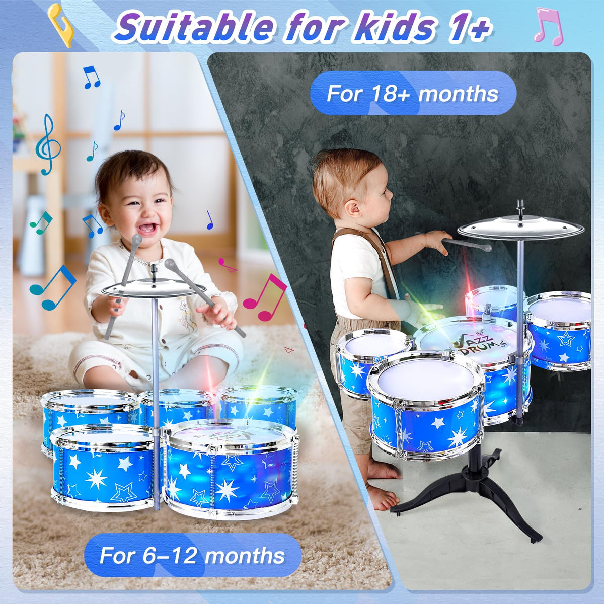 PaLeyFer drum stool and sticks provide stable seating and comfortable grip.