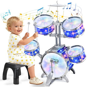 PaLeyFer light-up kids drum set for toddlers with colorful lights