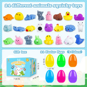 PaLeyFer squishy animal toys inside eggs for tactile play.