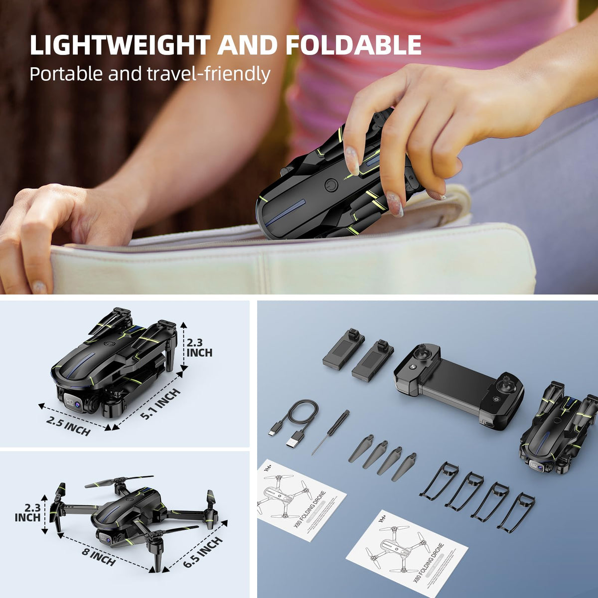 Pallton Drone two batteries extend flight time for adventures.