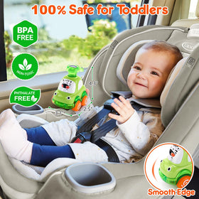 Palmatte press and go car with bright colors, supports early color recognition and focus.