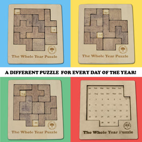 Palmetto Puzzle Works calendar tray setup showing month and day for daily brain teaser