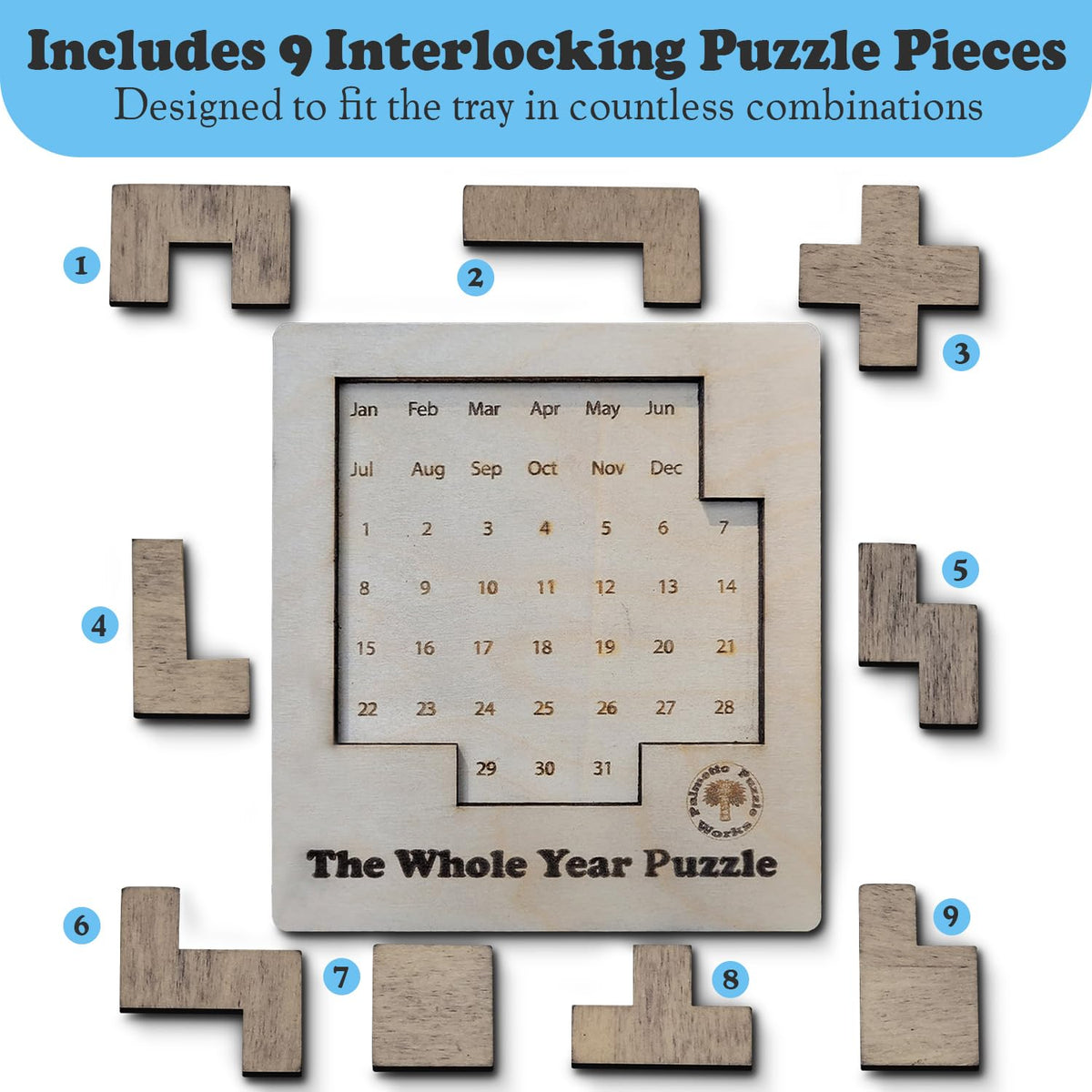 Palmetto Puzzle Works close-up of handcrafted wood texture and finish