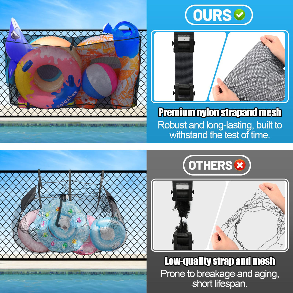 Durable nylon webbing on PAMASE storage bag resists sun and wear