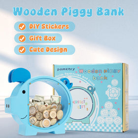 Pamctry piggy bank child deposits coins showcasing practical savings